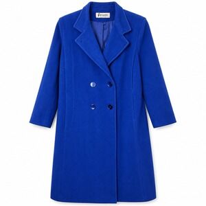 Forecaster Overcoat Womens 15/16 Blue Pure Wool Double Breasted Long Trench Coat